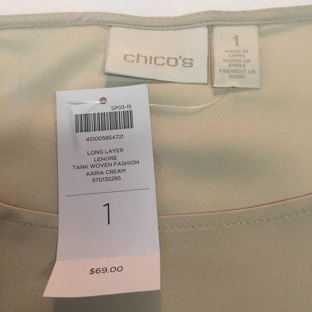 Chico's Long Layer Tank top Hi Lo Hem Size 1
